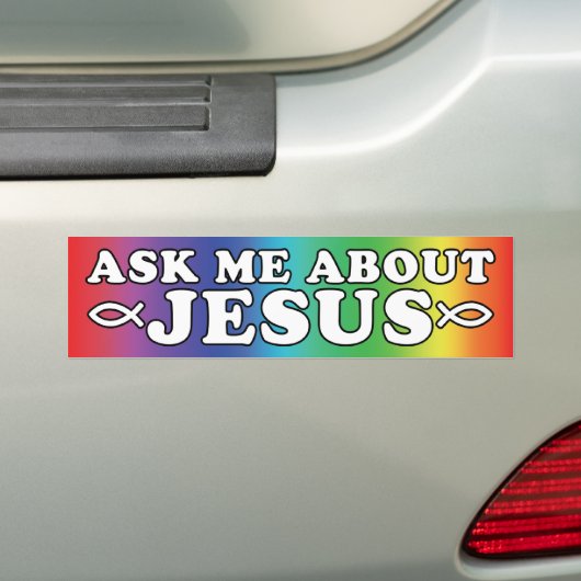 Frag mir über Jesus Autoaufkleber (Auf Auto)