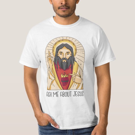 Frag mir über Jesus T-Shirt (Vorderseite)