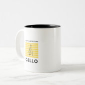Frag mir über mein Cello Zweifarbige Tasse (Vorderseite Links)