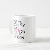 Frag mir über mein Einhorn Kaffeetasse (Vorderseite Links)