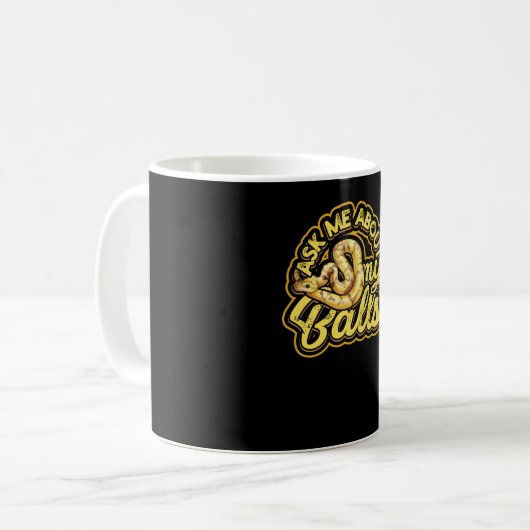 Frag mir über meine Balls - Funny Ball Python Snak Kaffeetasse (Vorderseite Links)