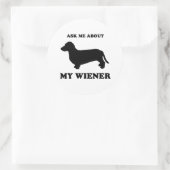 Frag mir über meine Dackel2 Runder Aufkleber (Tasche)