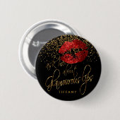 Frag mir über meine glamourösen Lippen - Rot Button (Vorne & Hinten)