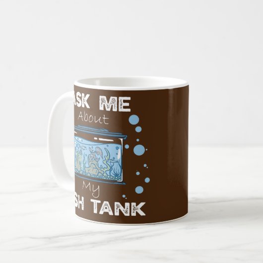 Frag mir über meinen Fischteppich-Fischhalter Kaffeetasse (Vorderseite Links)