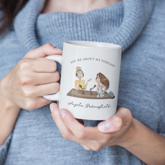 Frag mir über meinen Podcast | Monogramm Podcaster Tasse