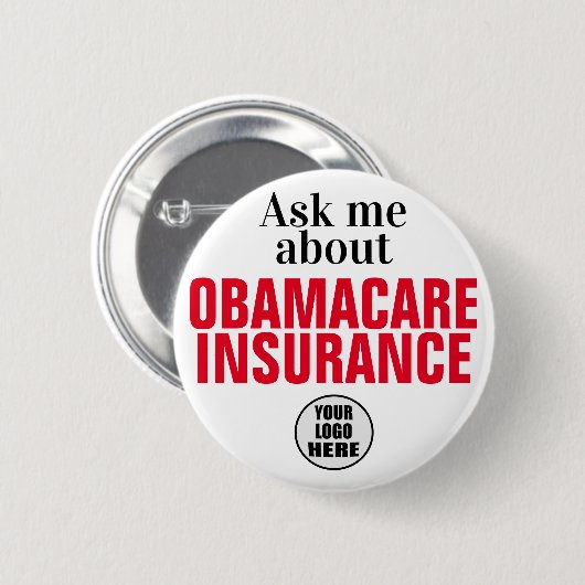 Frag mir über Obamacare Button (Vorne & Hinten)