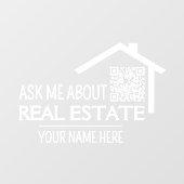 Frag mir über Real Anwesen QR Code Decal Fensteraufkleber (Blatt)