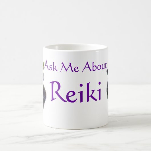 Frag mir über Reiki Lila Rose Kaffeetasse (Mittel)
