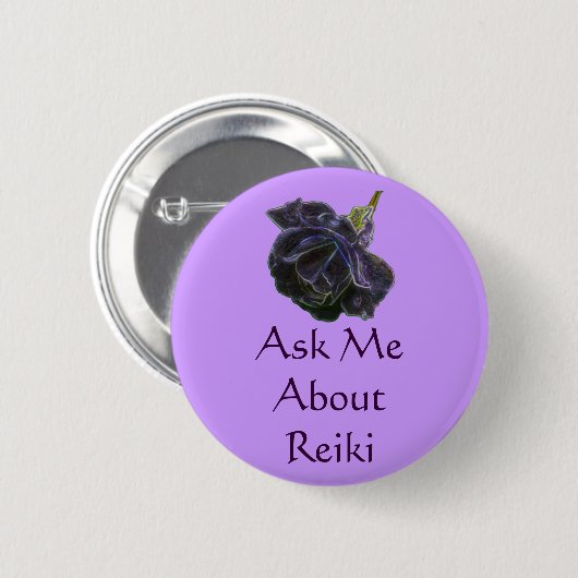 Frag mir über Reiki Rose Button (Vorne & Hinten)