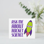 Frag mir über Rocket Science Postkarte (Stehend Vorderseite)