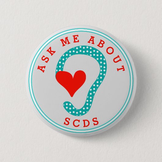 Frag mir über SCDS (Red Text and Aqua) Button (Vorderseite)