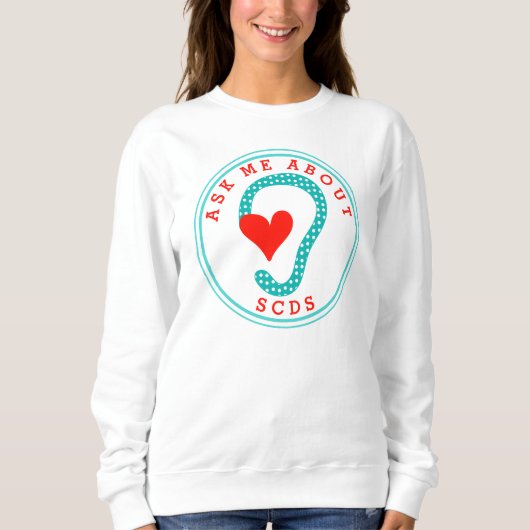 Frag mir über SCDS (Red Text and Aqua) Long Sleeve Sweatshirt (Vorderseite)