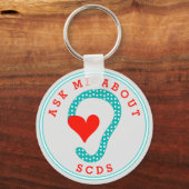 Frag mir über SCDS (Red Text and Aqua) Schlüsselanhänger (Vorderseite)