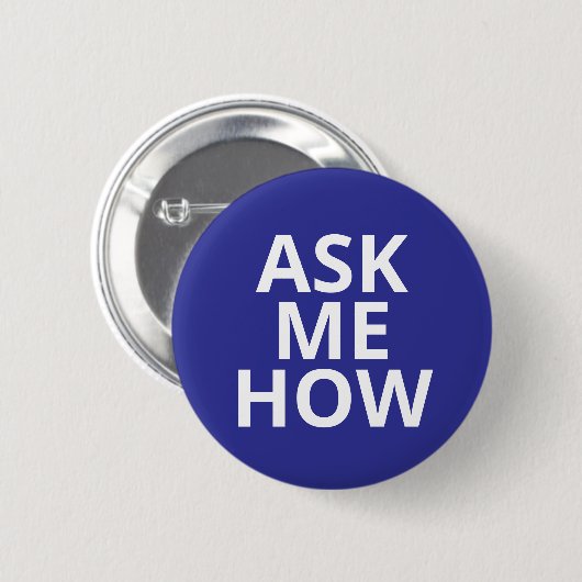 Frag mir, wie Blue Business Button (Vorne & Hinten)