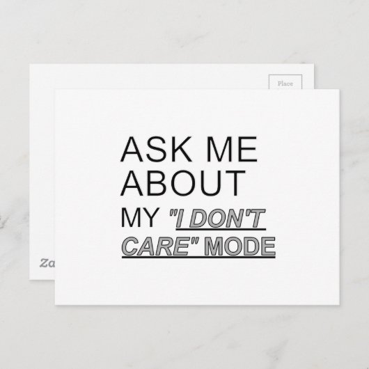 Frag mir, wie ich mich nicht kümmere postkarte (Vorne/Hinten)