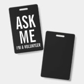 Frag| Schwarzes Volunteer-Abzeichen Ausweis (Vorder- & Rückseite)