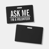 Frag| Schwarzes Volunteer-Abzeichen  Ausweis (Vorder- & Rückseite)