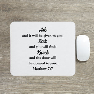 Frag Seek Knock Matthew 7:7 Bibelverse Mousepad