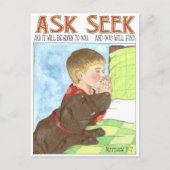 Frag Suche Junge und Hund beten Inspiration Postkarte (Vorderseite)