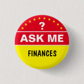 Frag über FINANZEN - personalisierter Text Button (Vorderseite)