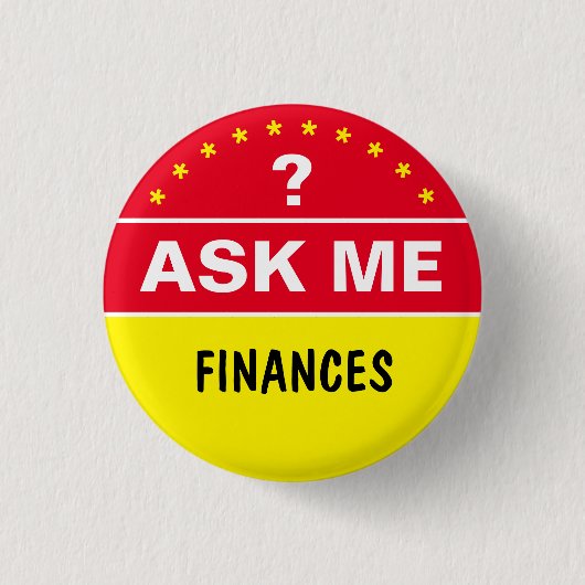 Frag über FINANZEN - personalisierter Text Button (Vorderseite)