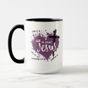FRAG ÜBER JESUS Christlich Gospel Scripture Lila Tasse
