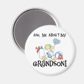 Frag über meine Grandson Tshirts und Geschenke Magnet (Vorderseite/Rückseite)