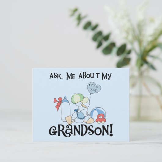 Frag über meine Grandson Tshirts und Geschenke Postkarte (Stehend Vorderseite)