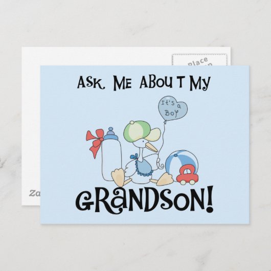 Frag über meine Grandson Tshirts und Geschenke Postkarte (Vorne/Hinten)