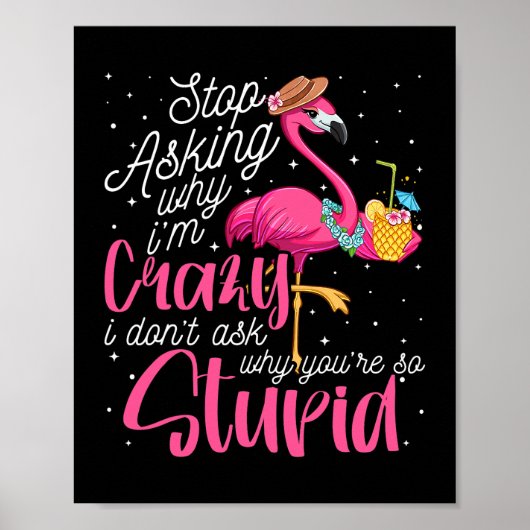 Frag, warum ich Crazy Flamingo Stupid Pink Funn? Poster (Vorne)