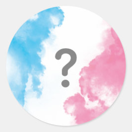 Frage Mark Baby Gender Reveal Smoke Blue Pink Runder Aufkleber
