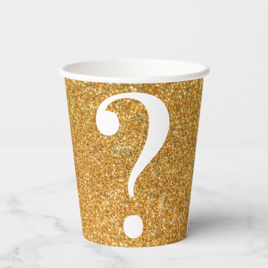 Frage Mark Bachelorette Gold Glitzer Paper Cups Pappbecher (Rückseite)