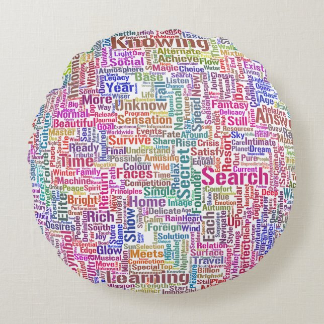 Frageanhang Nuage Motss TextMotif-Meldung Rundes Kissen (Vorderseite)