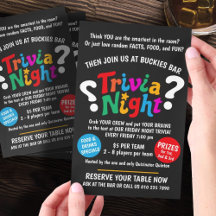 Fragen der Nacht Spiel Nacht farbenfrohe Quiz Werb