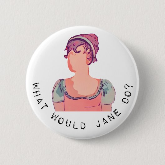 Fragen-Knopf-Abzeichen Janes Austen Button (Vorderseite)