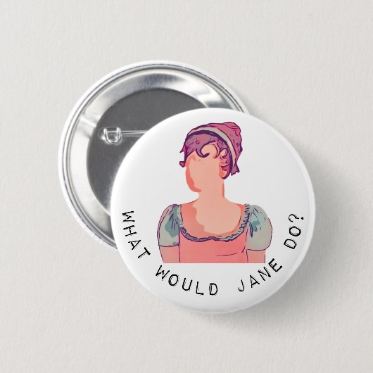 Fragen-Knopf-Abzeichen Janes Austen Button (Vorne & Hinten)
