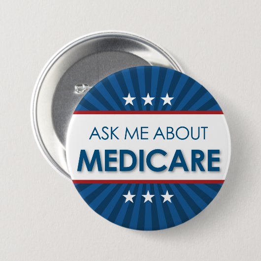 Fragen Sie mich über Americana Medicare - Button (Vorne & Hinten)