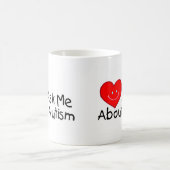 Fragen Sie mich über Autismus (Herz) Kaffeetasse (Mittel)