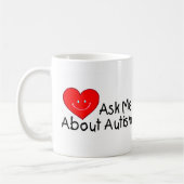 Fragen Sie mich über Autismus (Herz) Kaffeetasse (Links)