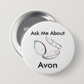 Fragen Sie mich über Avon - runden Knopf Button (Vorne & Hinten)