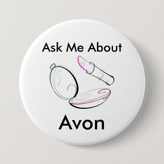 Fragen Sie mich über Avon - runden Knopf Button (Vorderseite)
