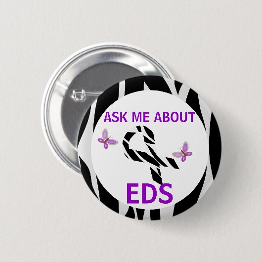 Fragen Sie mich über Ehlers-Danlos EDS Button (Vorne & Hinten)
