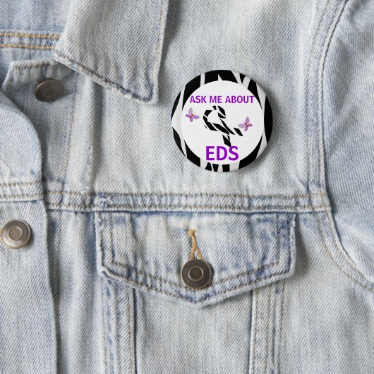 Fragen Sie mich über Ehlers-Danlos EDS Button (Beispiel)