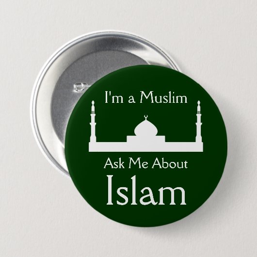 Fragen Sie mich über Islam Button (Vorne & Hinten)