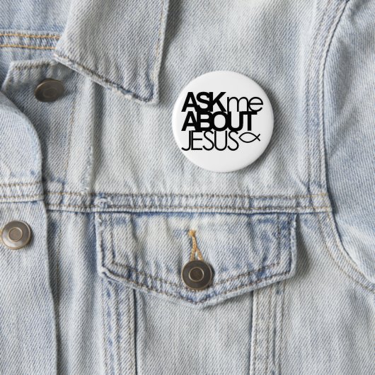 Fragen Sie mich über Jesus-Knopf Button (Beispiel)