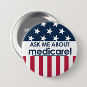 Fragen Sie mich über Medicare - Amerika Button (Vorne & Hinten)