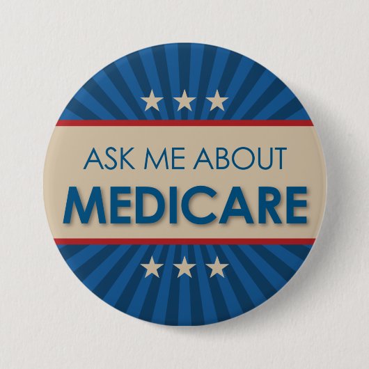 Fragen Sie mich über Medicare - Vintages Americana Button (Vorderseite)