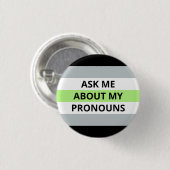 Fragen Sie mich über mein Pronomina Agender Button (Vorne & Hinten)