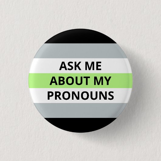 Fragen Sie mich über mein Pronomina Agender Button (Vorderseite)