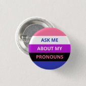 Fragen Sie mich über mein Pronomina Genderfluid Button (Vorne & Hinten)